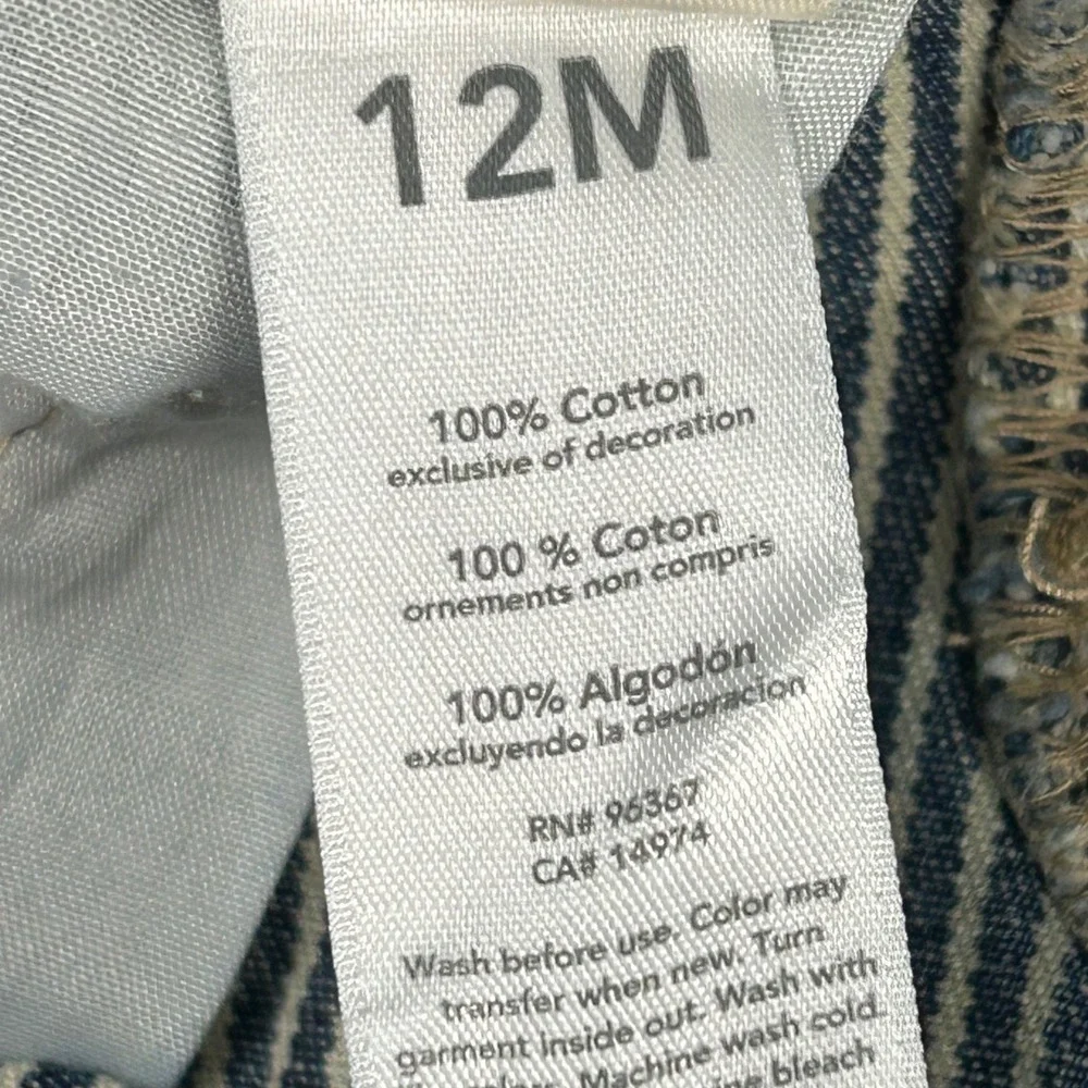 OshKosh Bgosh Kids 12M Blue Hickory Stripe Denim Bib Overalls Vestbak 117415